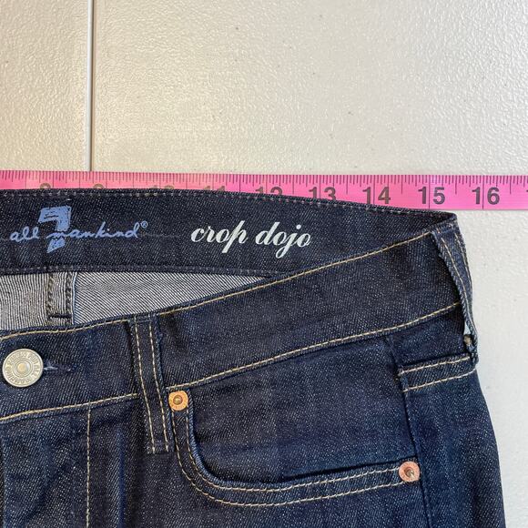 7 For All Mankind Dark Blue Denim Crop Dojo Low Rise Straight Leg Y2K Jeans 28 - Picture 12 of 15